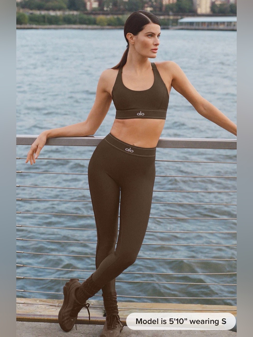 NWT Alo Yoga Set: Airlift High-Waist Suit Up Legging & Suit Up Bra in Espresso